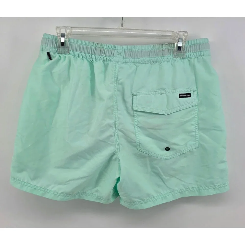 Quiksilver Mens Size M Swim Trunks Mint Green Board Shorts Beach Surf Poolwear